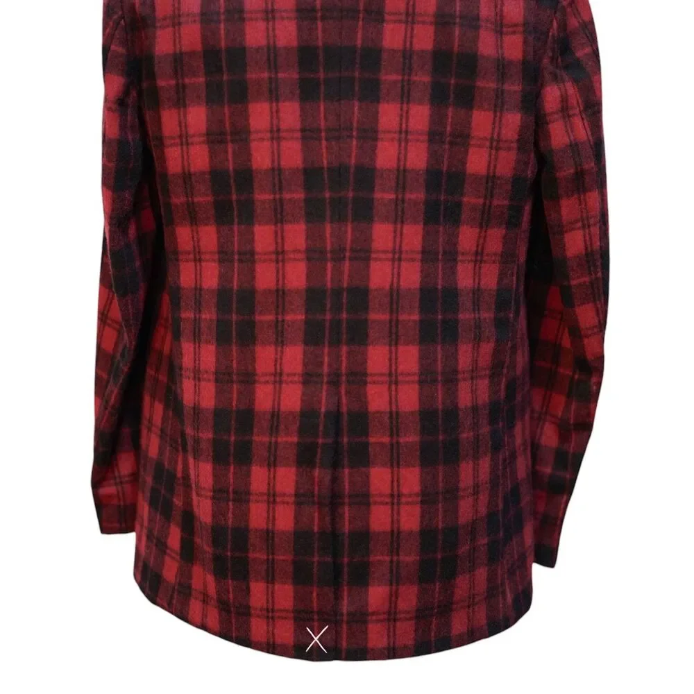 Mens Lambswool Sport Coat 44R Red Black Tartan Plaid Blazer 2 Button Classic